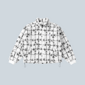 Veste zippée Saison Dime en polaire sherpa blanche avec motif de fil barbelé noir et col montant