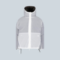 Doudoune matelassée Saison adidas x Arte Antwerp bicolore blanc cassé et gris avec capuche et fermeture zippée