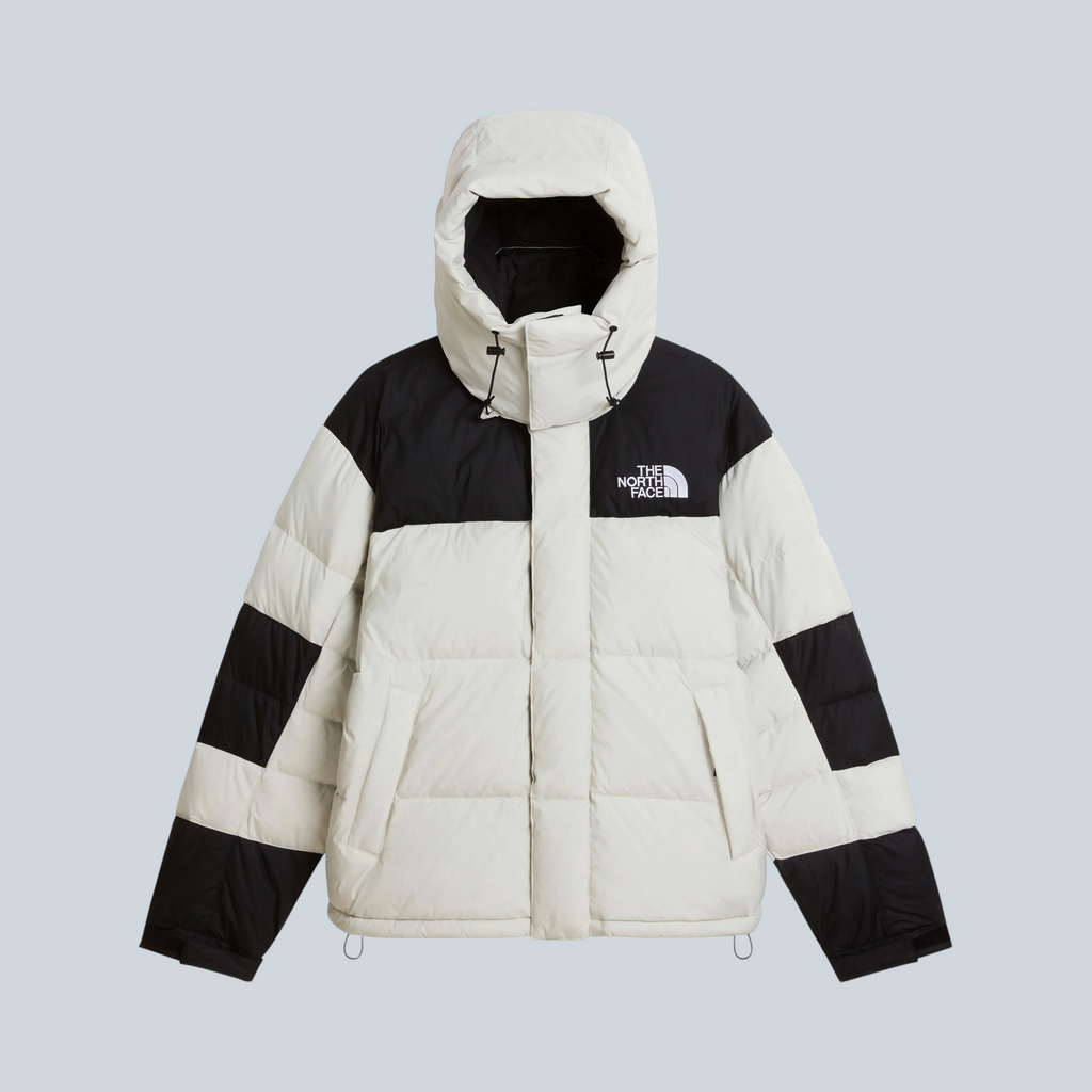 Doudoune Saison Himalayan Baltoro blanche et noire avec capuche amovible et isolation en duvet recyclé