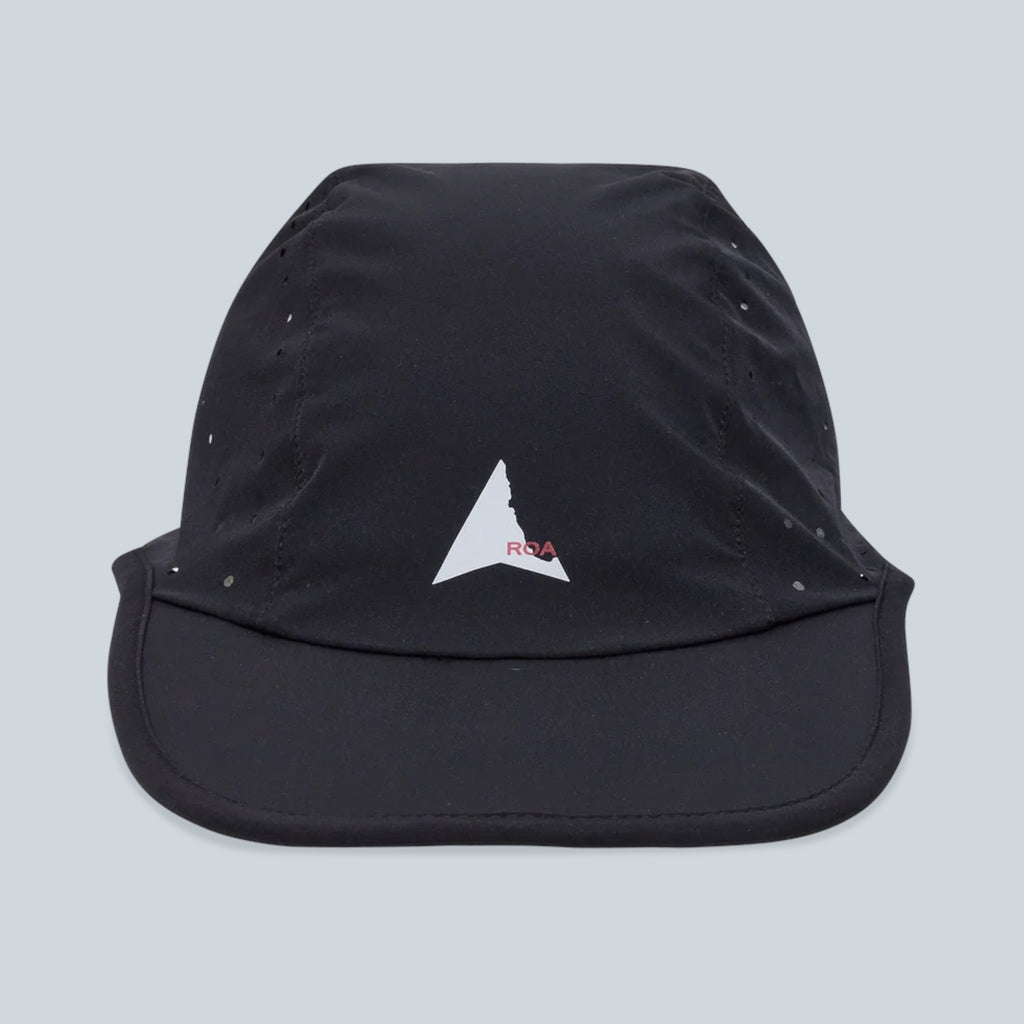 Casquette de running noire Saison Gator en nylon extensible avec logo blanc sur le devant