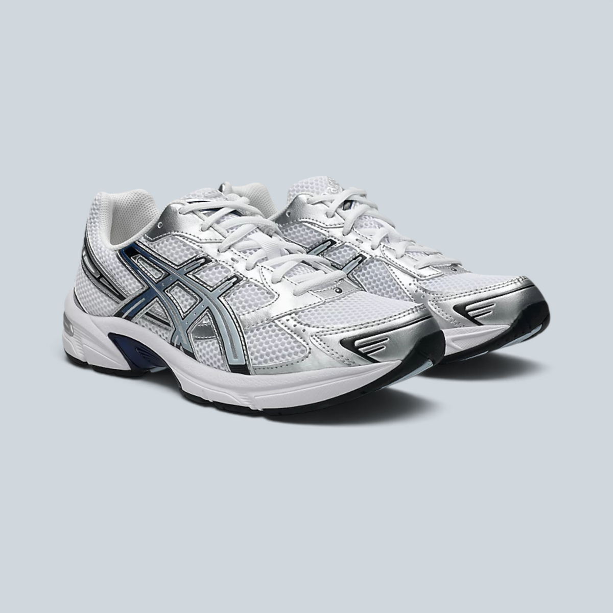 Baskets Saison GEL 1130 blanches et argentées en mesh avec amorti GEL et style running rétro des années 2000