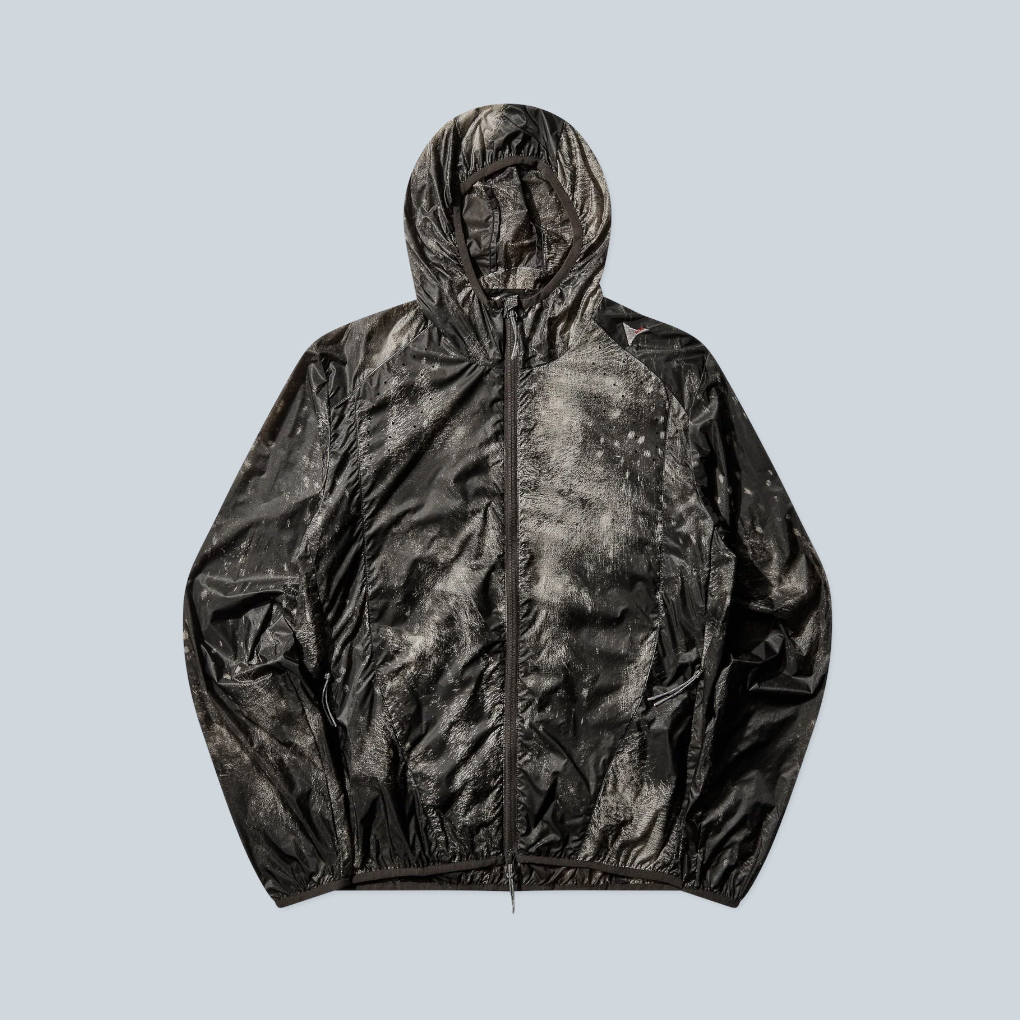 Veste coupe-vent Saison Hue packable en nylon léger marron foncé avec effet texturé et capuche zippée