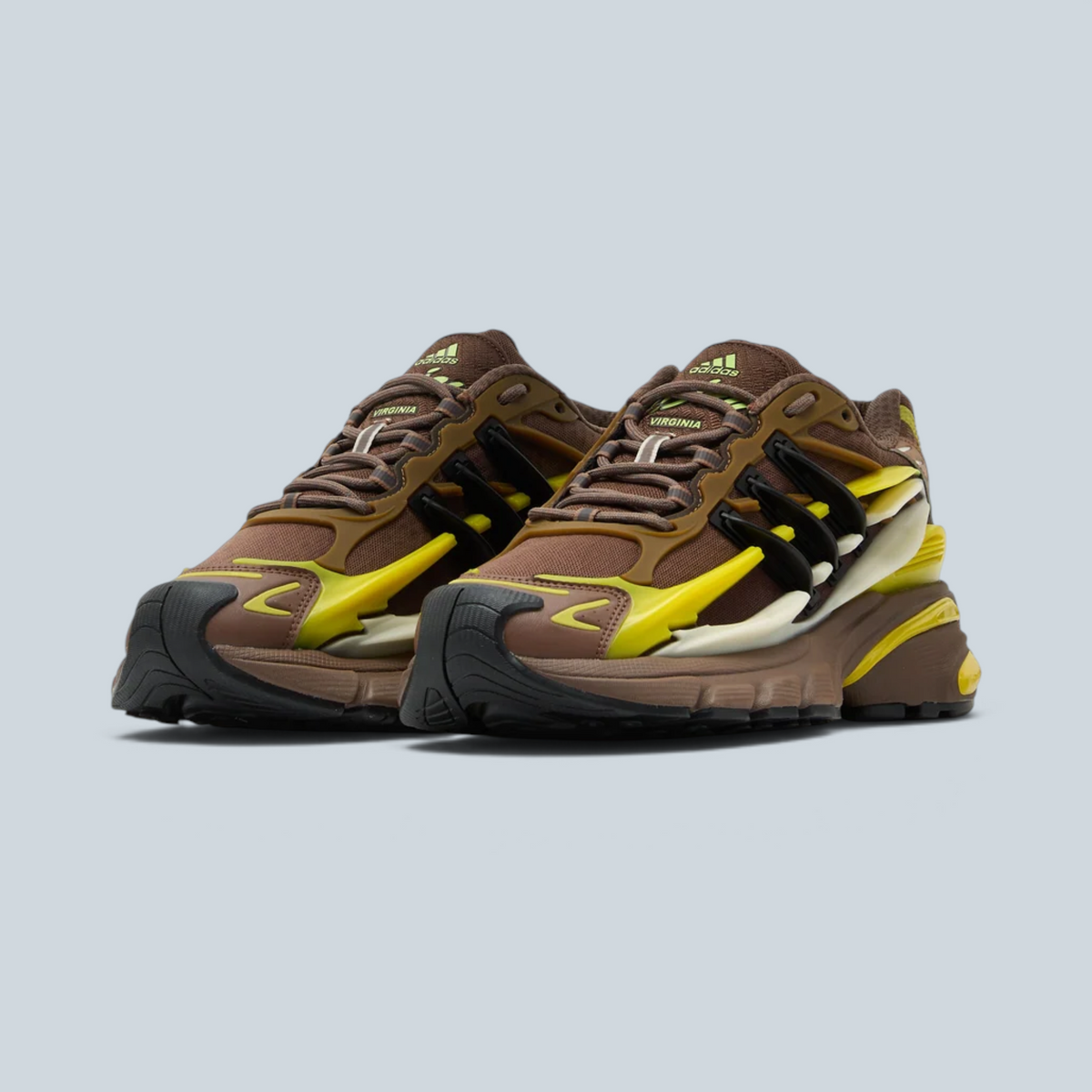 Baskets Saison Jellyfish Pharrell Williams en mesh auburn, timber et jaune avec cage sculptée et semelle imposante