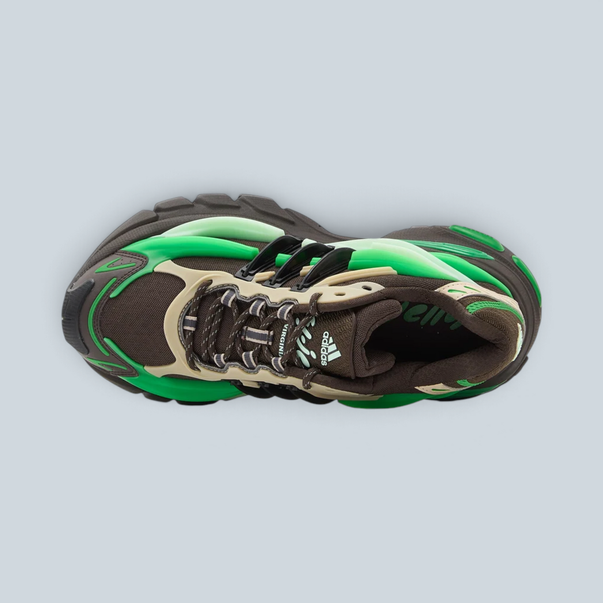 Baskets Saison Jellyfish marron foncé, vert glacier et noir avec exosquelette TPU et semelle volumineuse