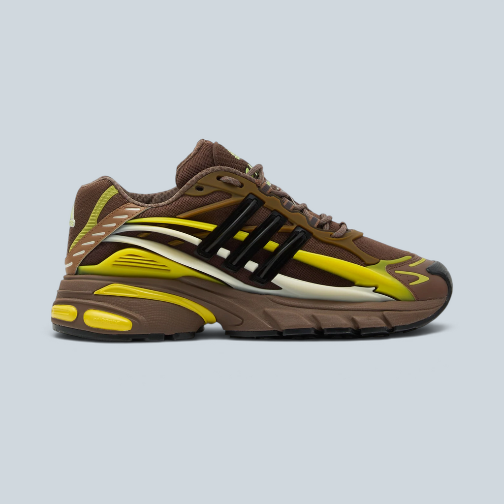 Sneakers Saison Jellyfish en mesh auburn, timber et jaune avec cage sculptée et semelle intermédiaire imposante