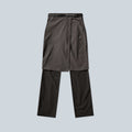 Jupe-short superposée Saison Simi en nylon graphite avec ceinture intégrée et texture rayée