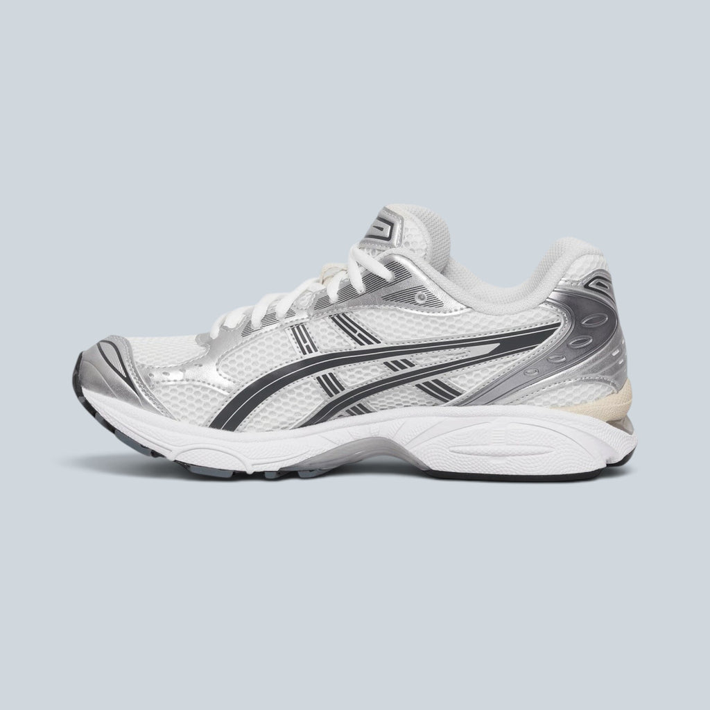 Baskets Saison Kayano 14 blanches et gris graphite en mesh et cuir synthétique avec amorti GEL