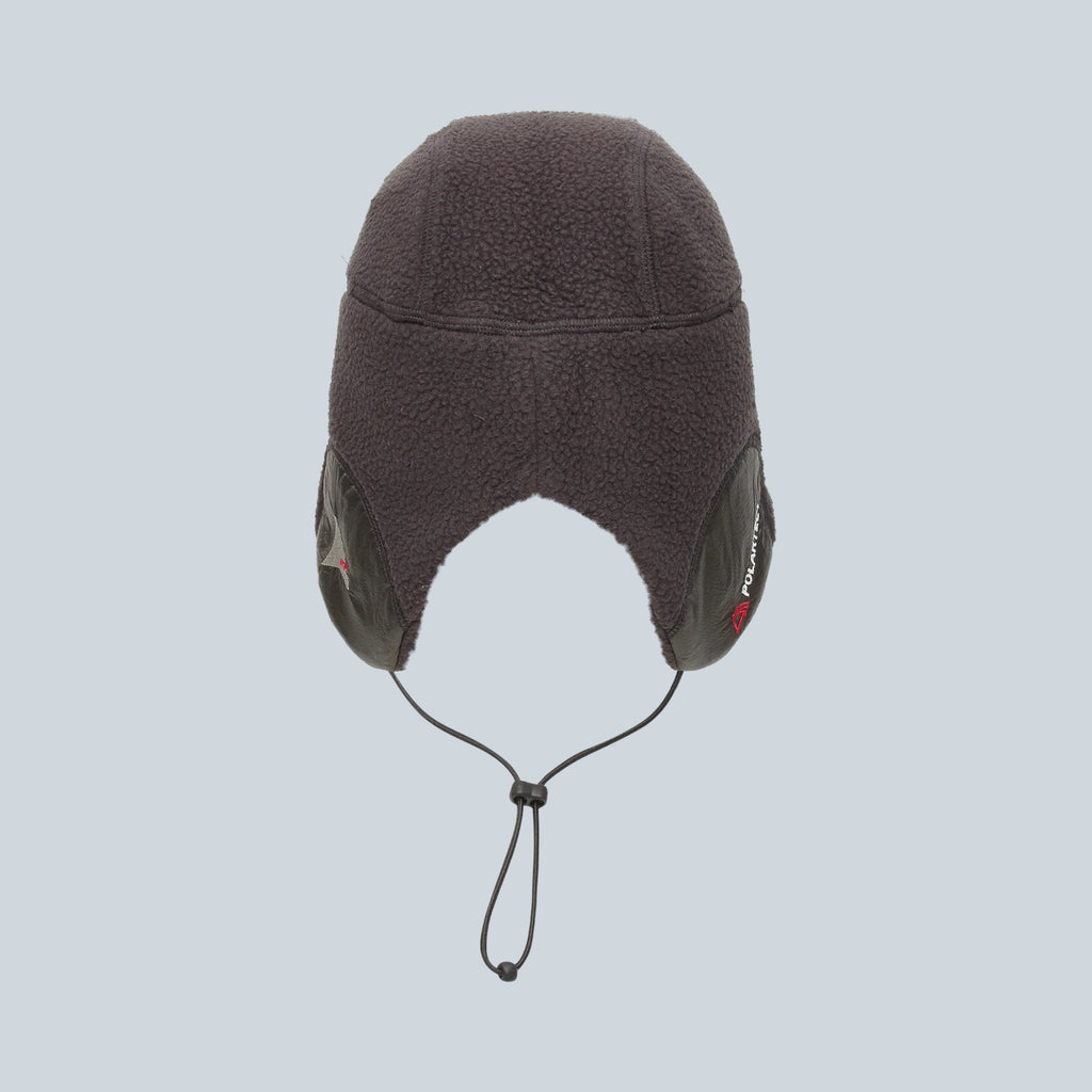 Bonnet aviateur Saison Kogi noir en Polartec Thermal Pro avec rabats et cordon de serrage réglable