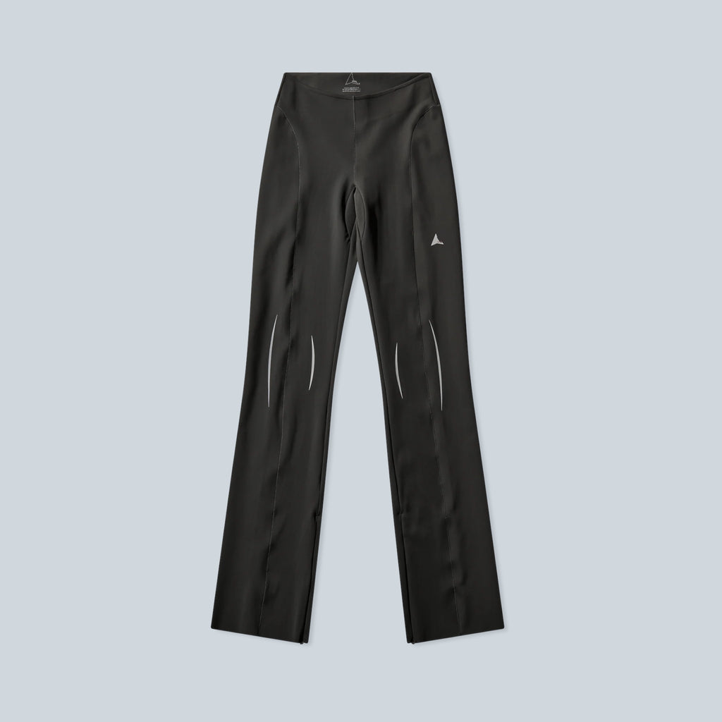 Legging flare de compression Saison Tenna couleur pétrole en nylon stretch avec détails techniques réfléchissants