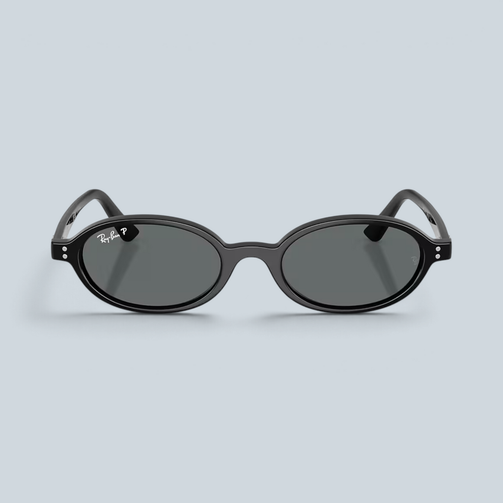 Lunettes de soleil Saison RB4472 ovales noires avec verres gris polarisés et monture légère en nylon