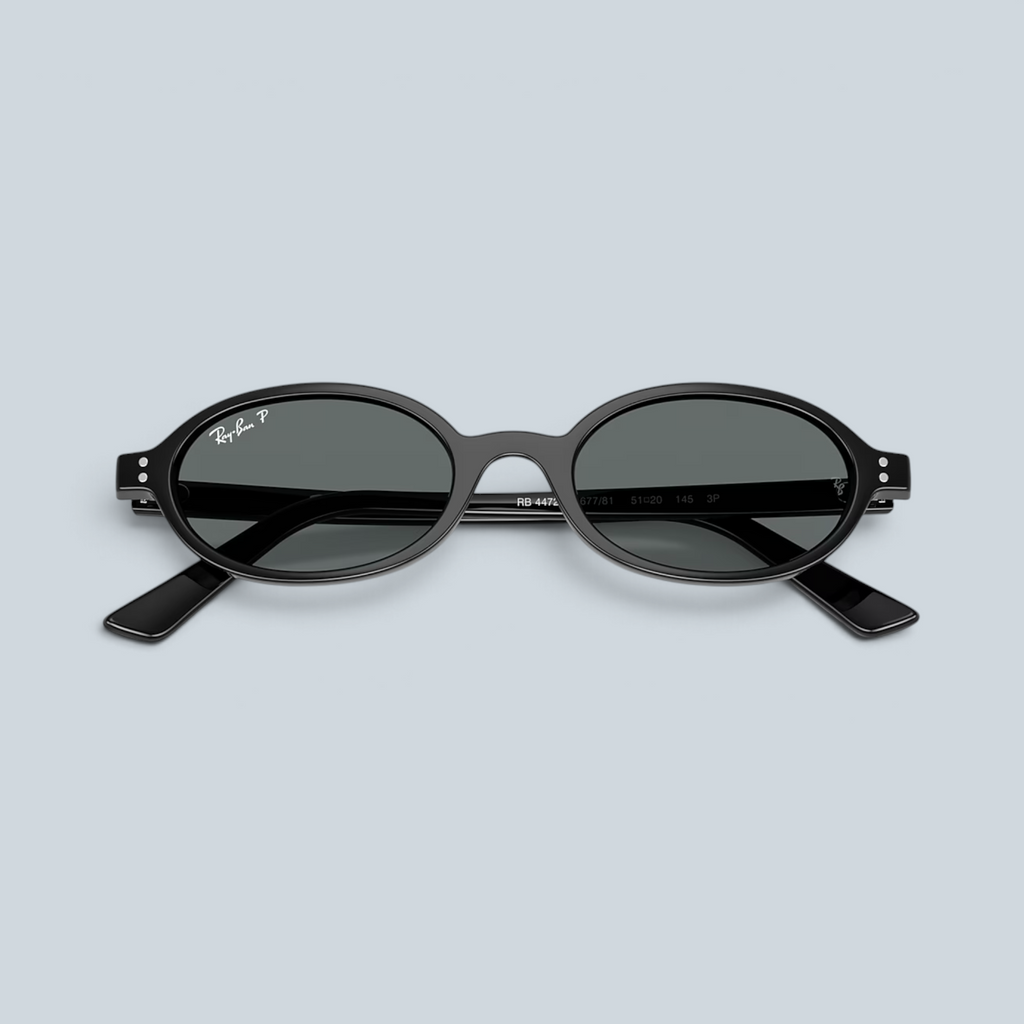 Lunettes de soleil Saison RB4472 ovales noires avec verres gris polarisés et monture légère en nylon