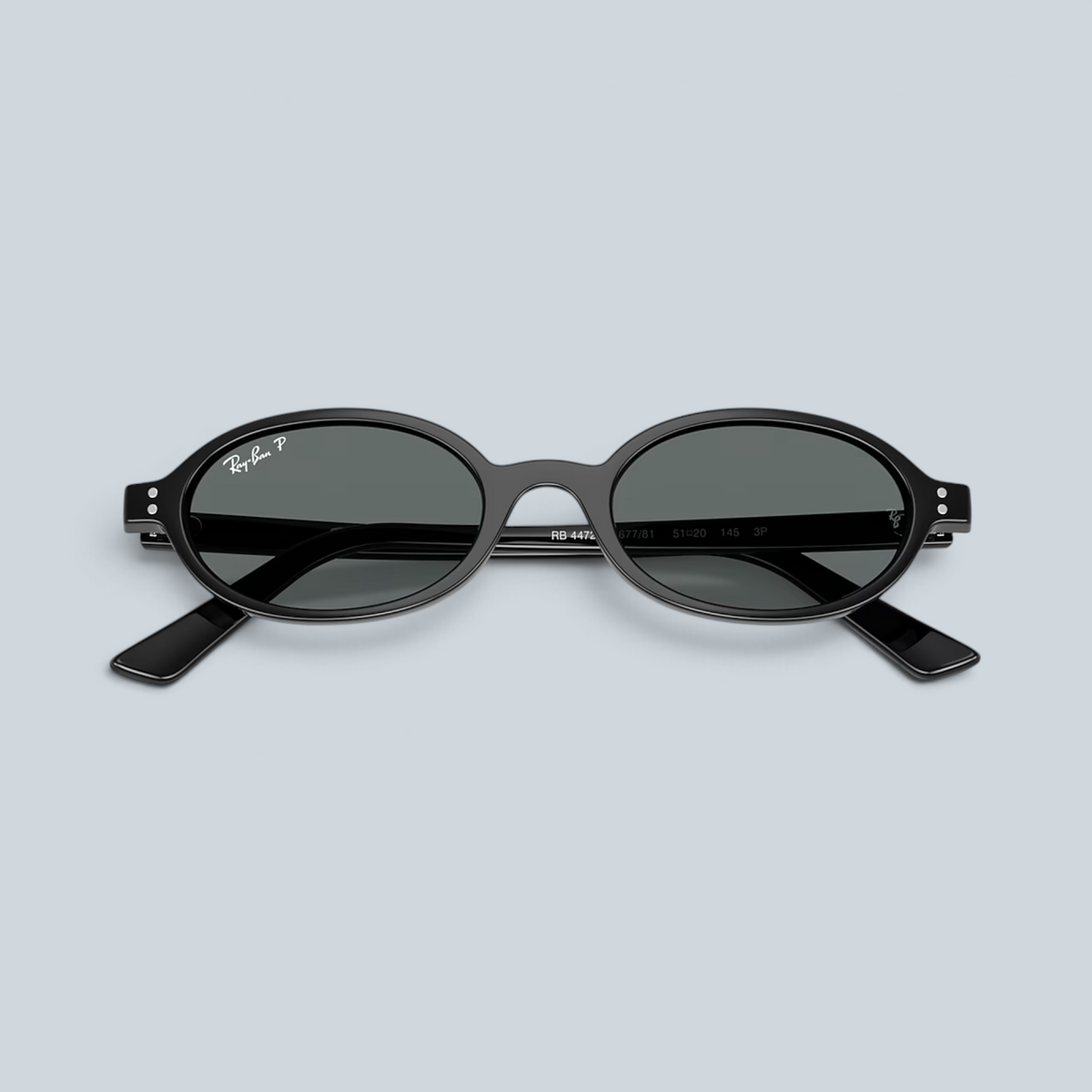 Lunettes de soleil Saison RB4472 ovales noires avec verres gris polarisés et monture légère en nylon
