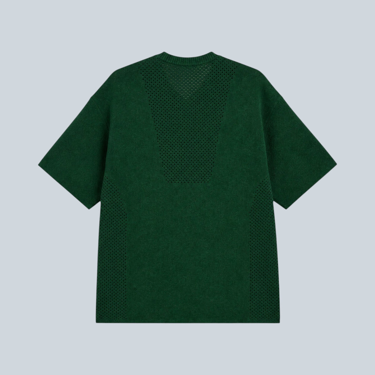 Maillot Saison en maille flatknit vert avec détails perforés au dos, vue arrière