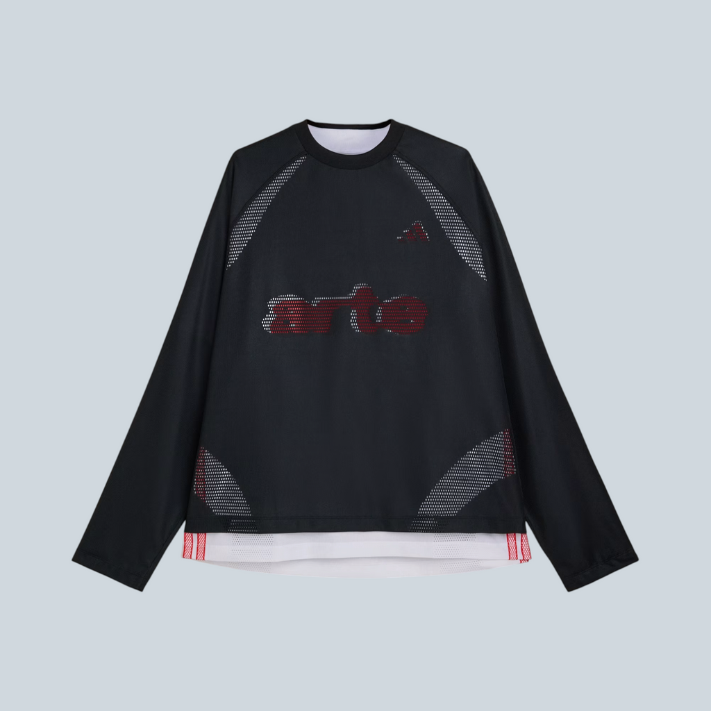 Maillot manches longues Saison Arte Antwerp x adidas noir et blanc style football avec logo graphique