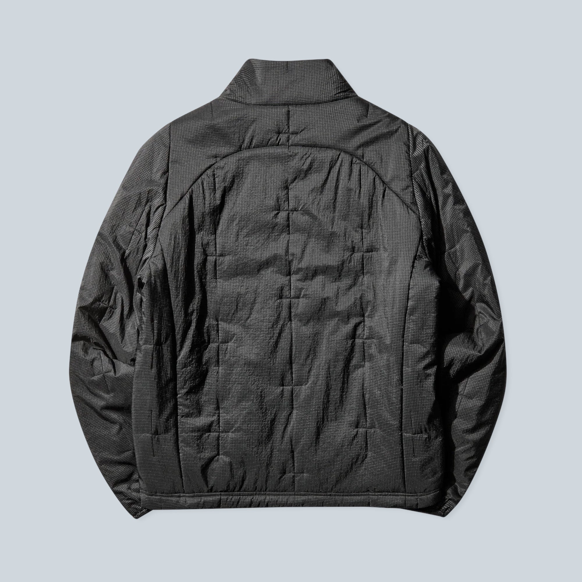 Vue arrière de la veste isolante noire Saison Merapi Ethermaloft en nylon avec matelassage technique