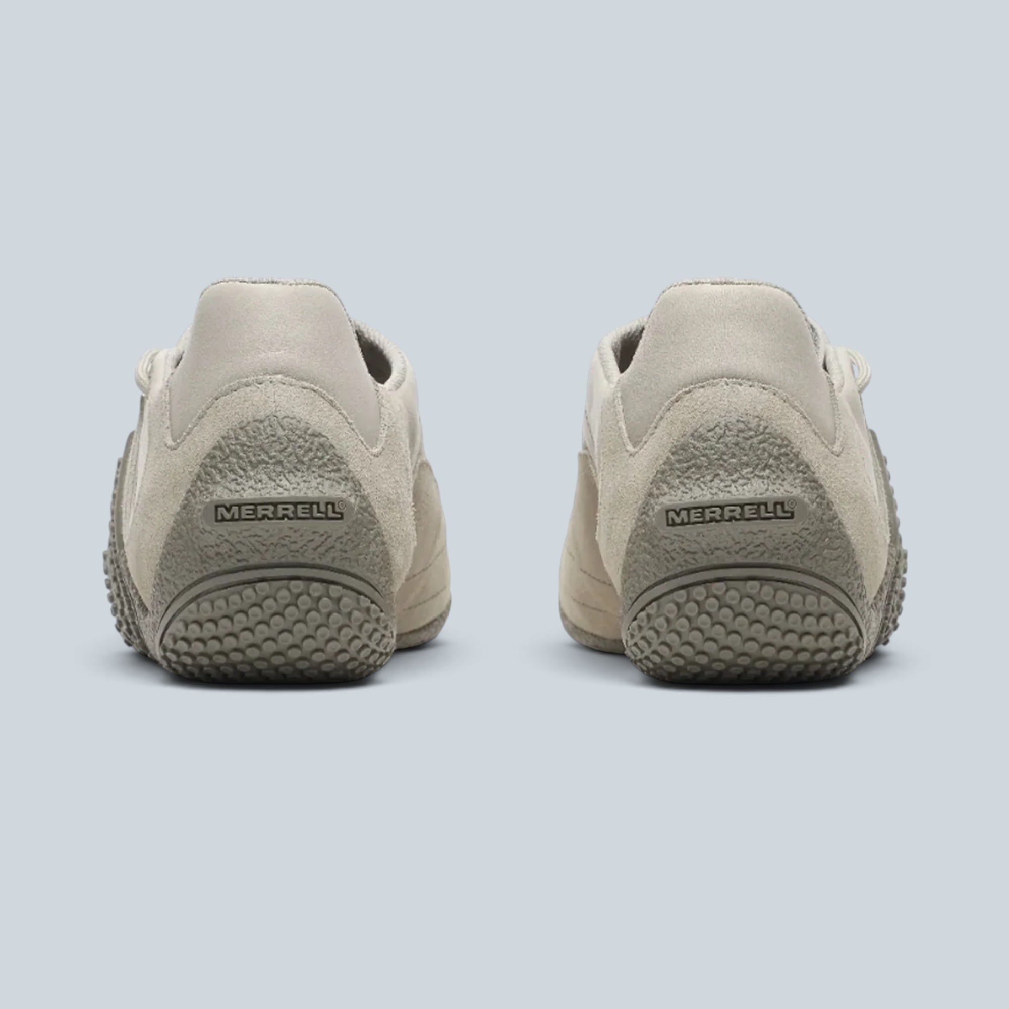 Vue arrière des baskets Saison Merrell Relay Web SE couleur diorite avec semelle en caoutchouc enveloppant le talon