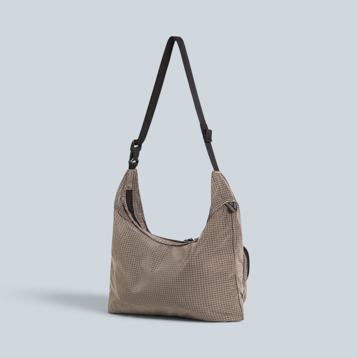 Sac bandoulière Saison Never Stop en tissu quadrillé couleur garnet avec sangle noire réglable
