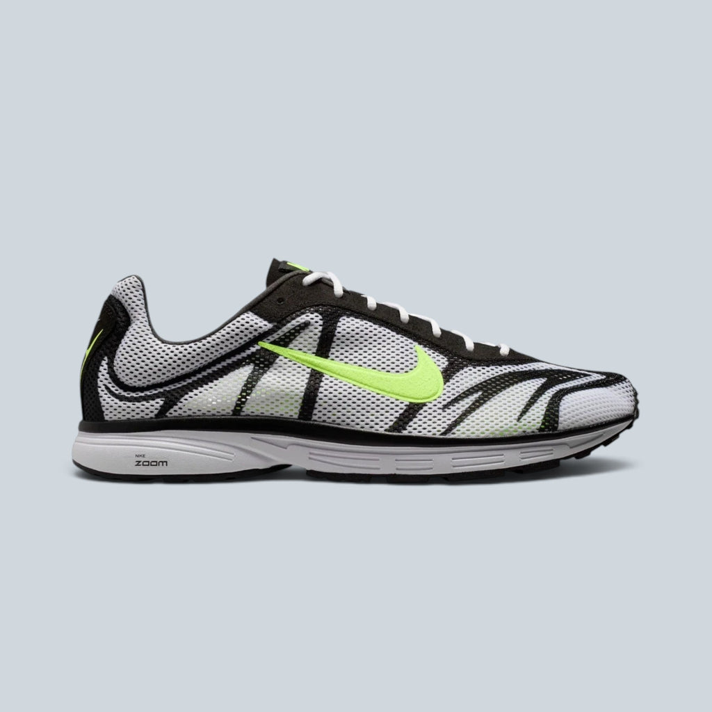 Chaussures de running Saison Nike Zoom Streak 3 blanches avec détails noirs et logo Swoosh vert fluo
