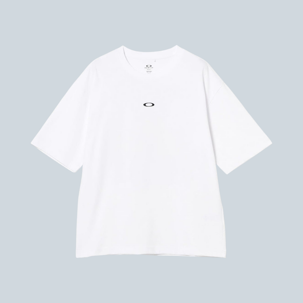 T-shirt blanc Saison Oakley Enhance QDC à col rond en jersey technique avec logo minimaliste sur la poitrine