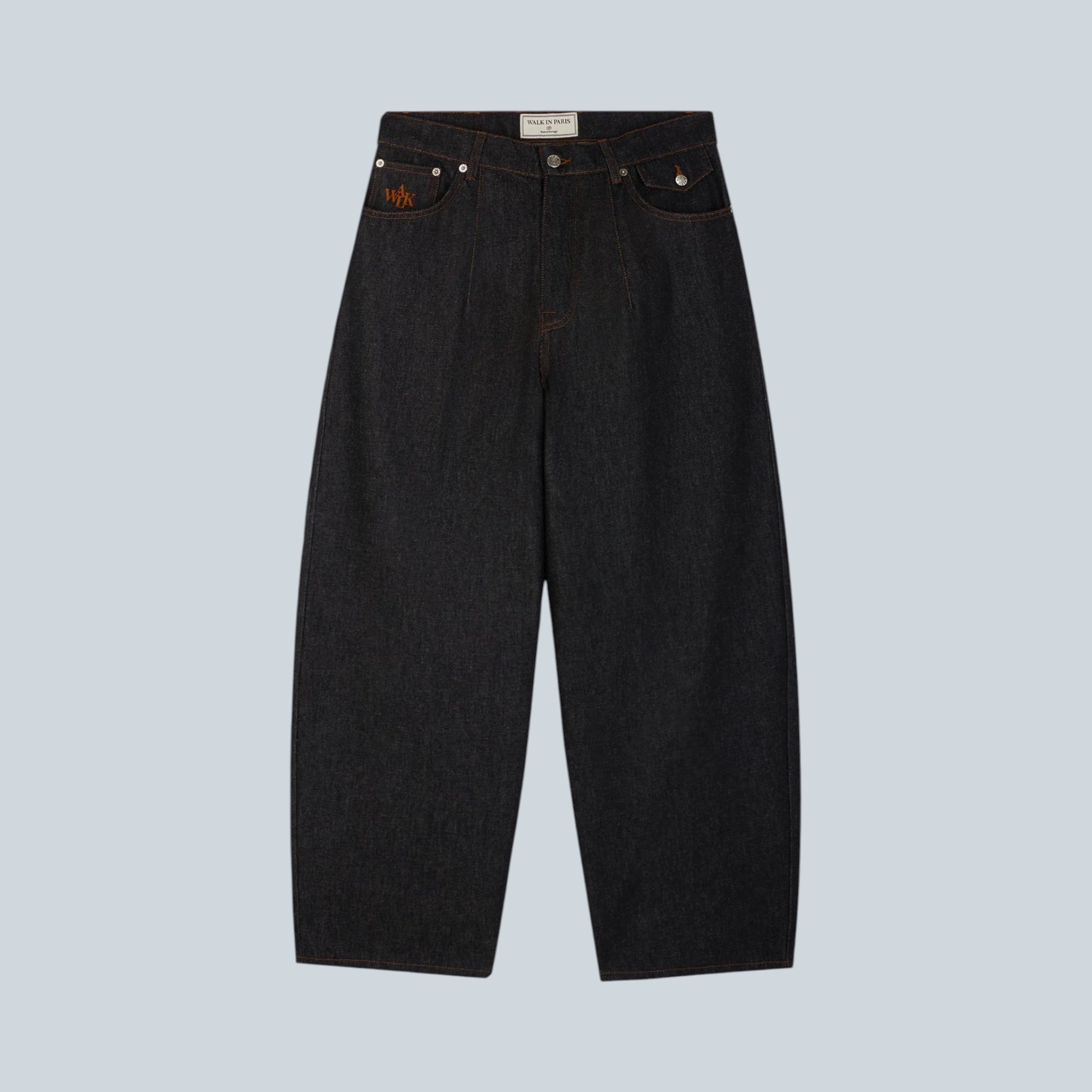 Pantalon balloon Saison en denim brut 100% coton avec taille haute et coupe ample
