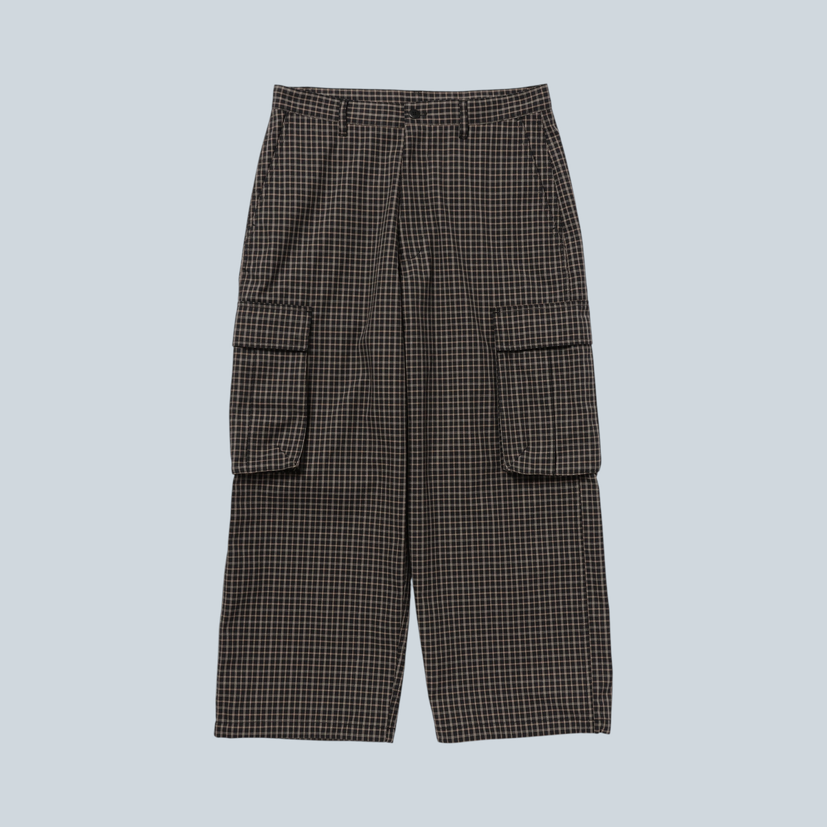 Pantalon cargo Saison coupe large à motif carreaux noir et blanc avec poches latérales