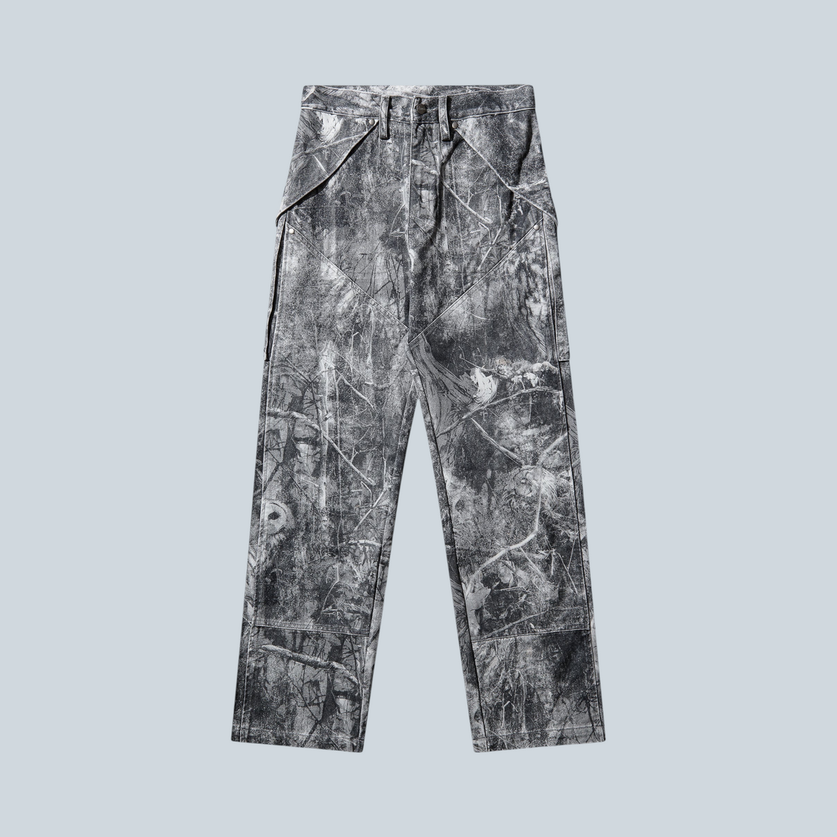 Pantalon cargo en denim Saison x ROA x Wrangler coupe regular avec délavage à motif all-over gris foncé Owl Dark