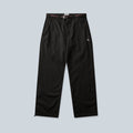 Pantalon chino noir Saison en coton avec ceinture à boucle ajustable et détail triangulaire sur la hanche