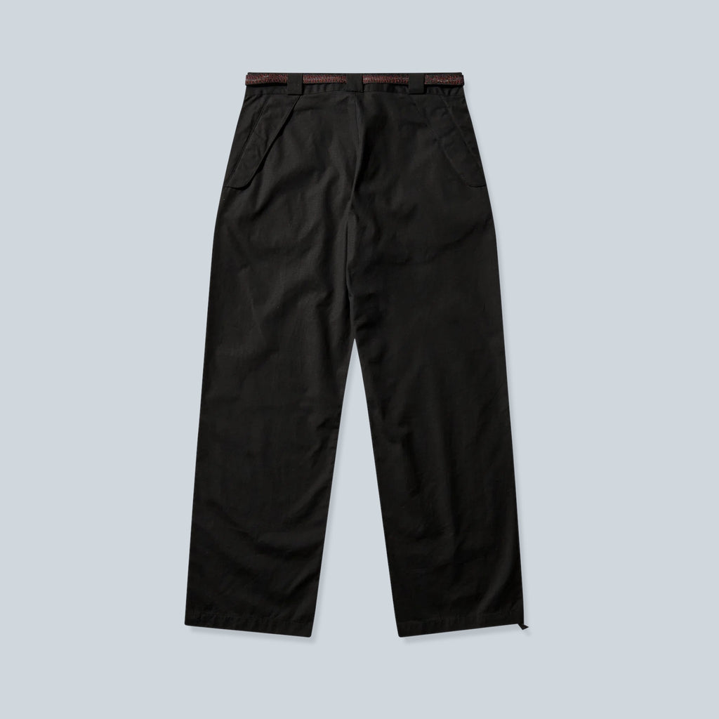 Pantalon chino noir Saison en coton avec ceinture à boucle ajustable intégrée