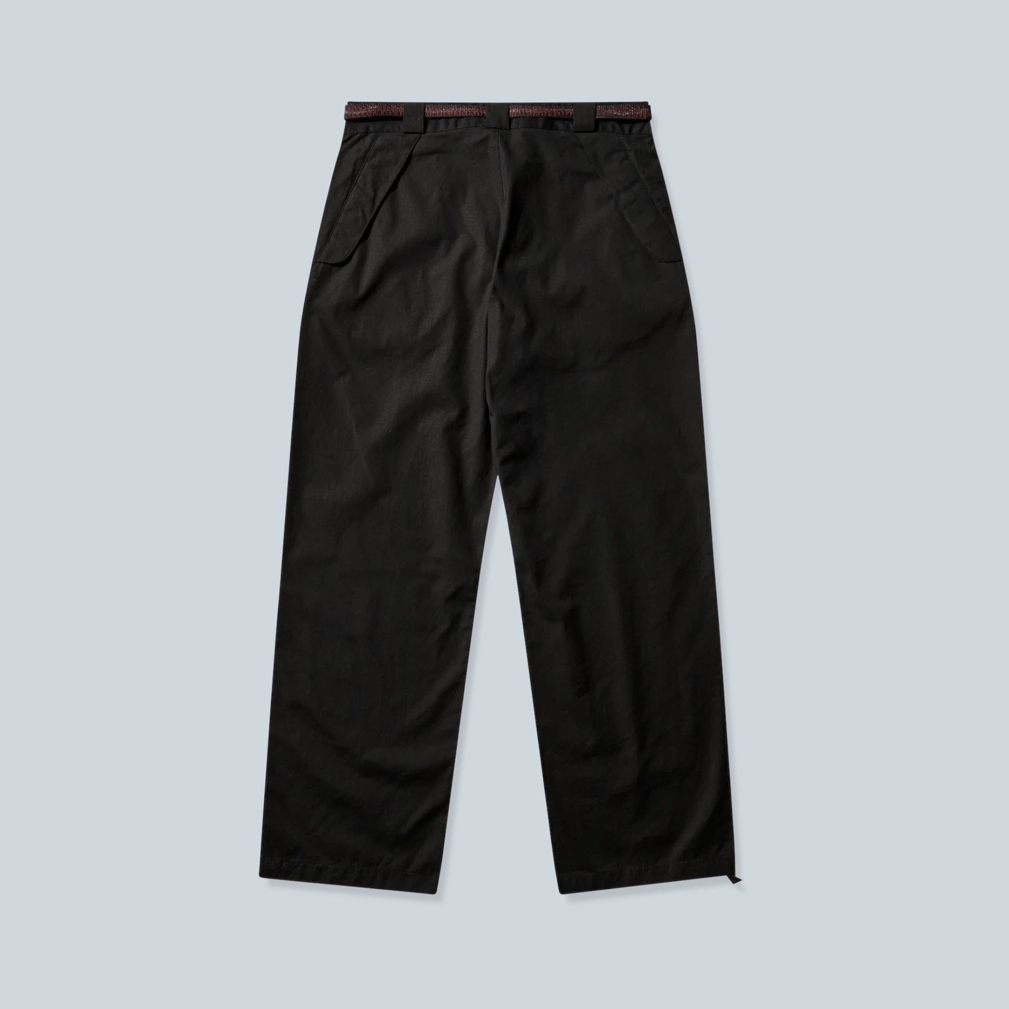 Pantalon chino noir Saison en coton avec ceinture à boucle ajustable intégrée