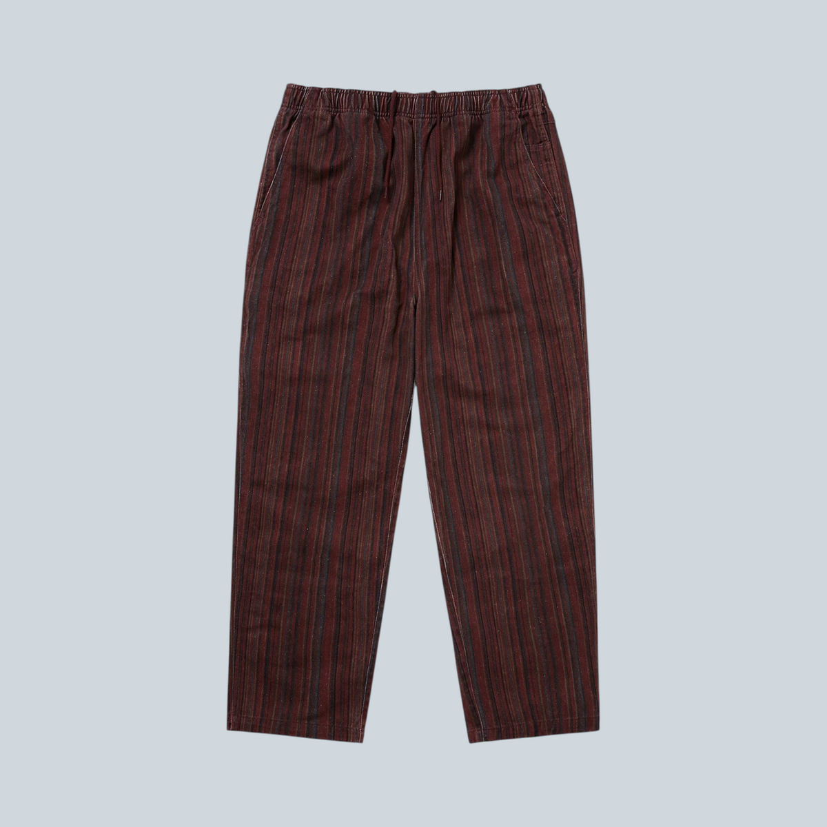 Pantalon fluide Saison à rayures verticales rouges et noires en coton tissé avec taille élastique et poches