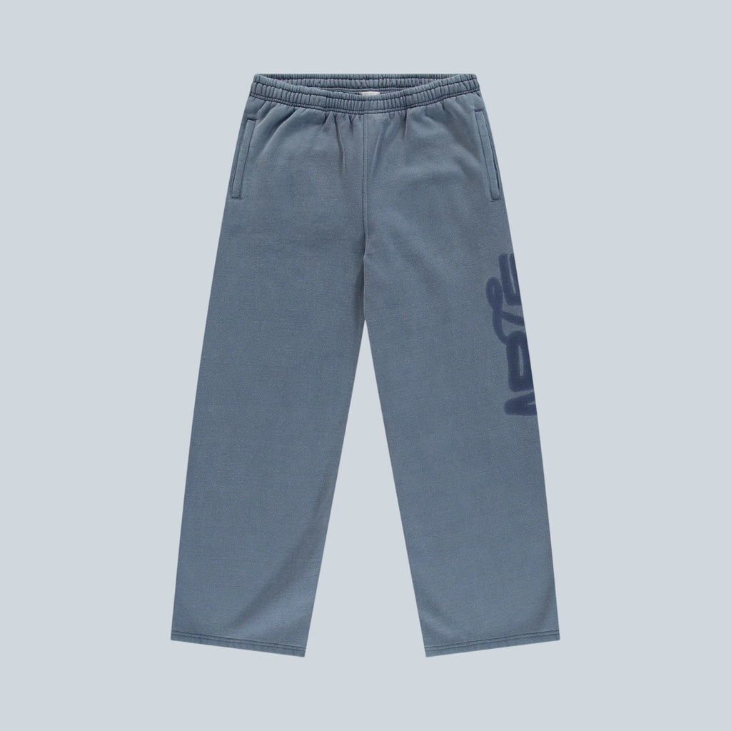 Pantalon de jogging Saison en coton bleu marine avec effet délavé et motif stencil sur la jambe
