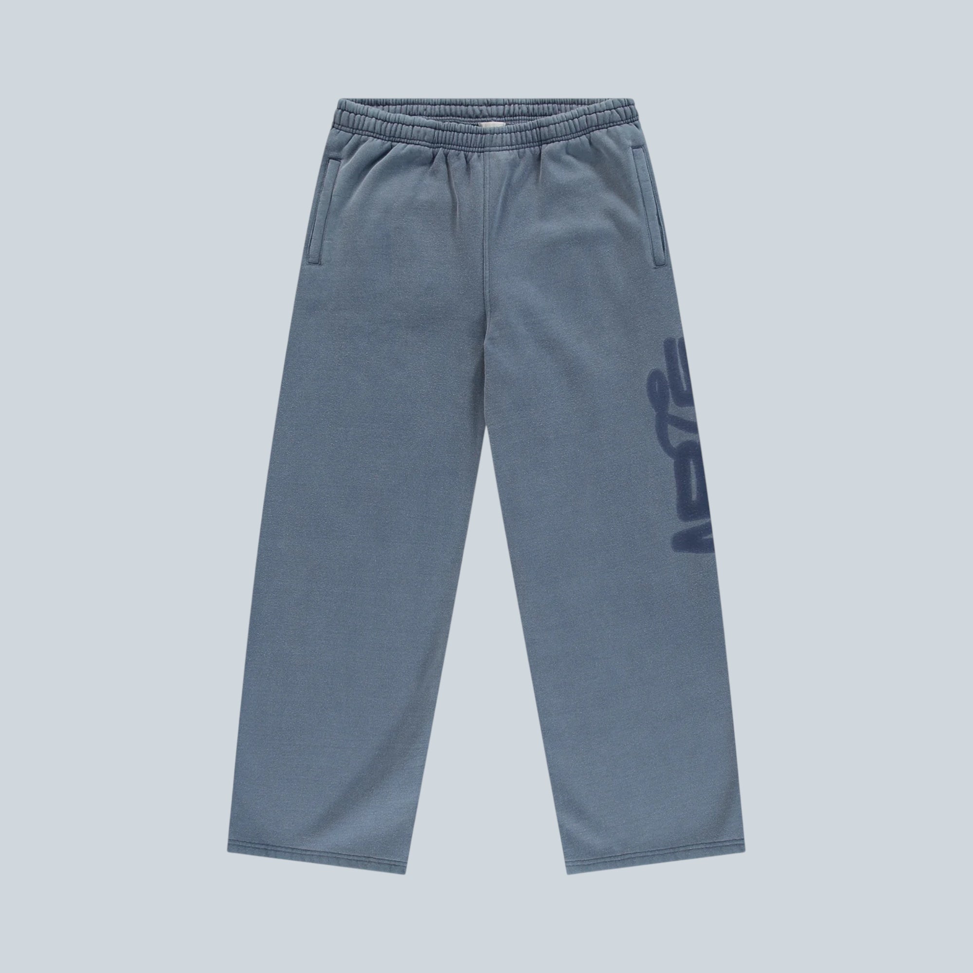 Pantalon de jogging Saison en coton bleu marine avec effet délavé et motif stencil sur la jambe
