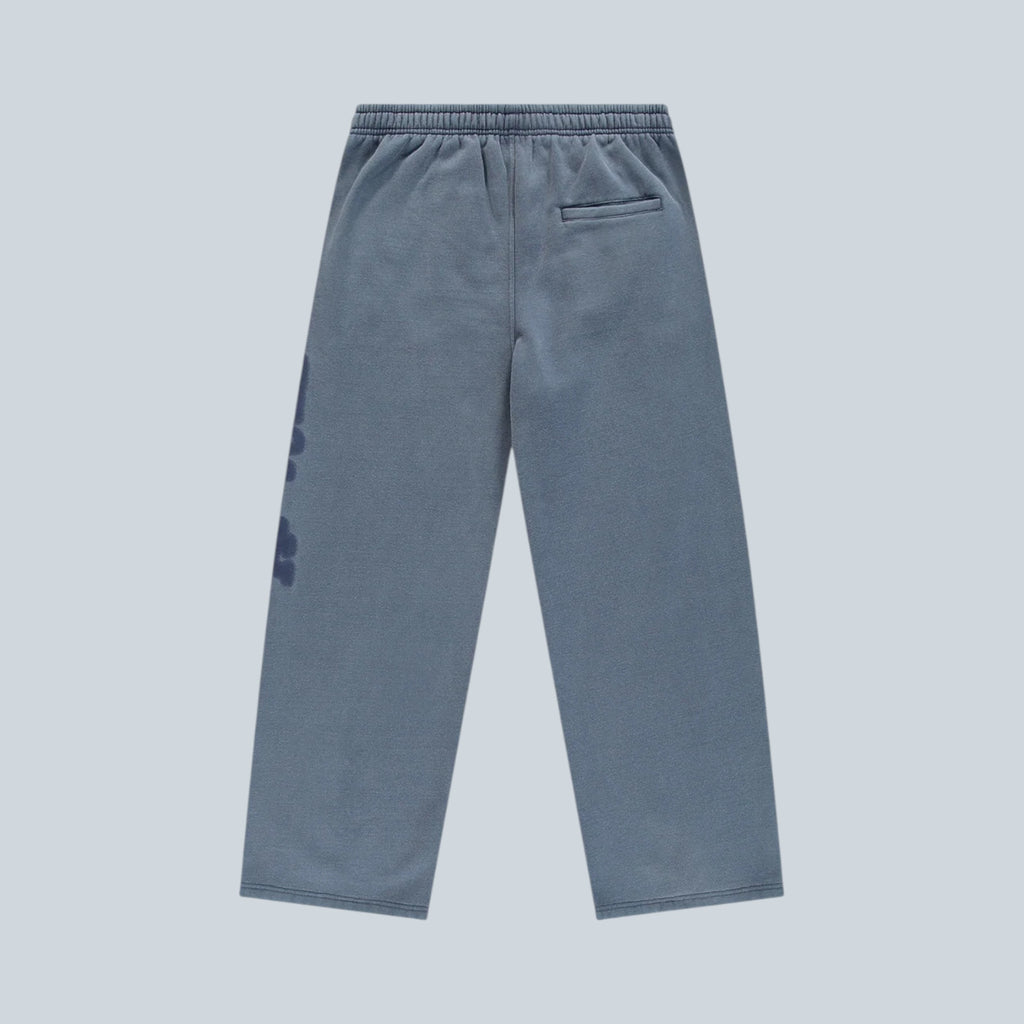 Pantalon de jogging Saison en coton bleu marine avec effet délavé et taille élastique, vue arrière.