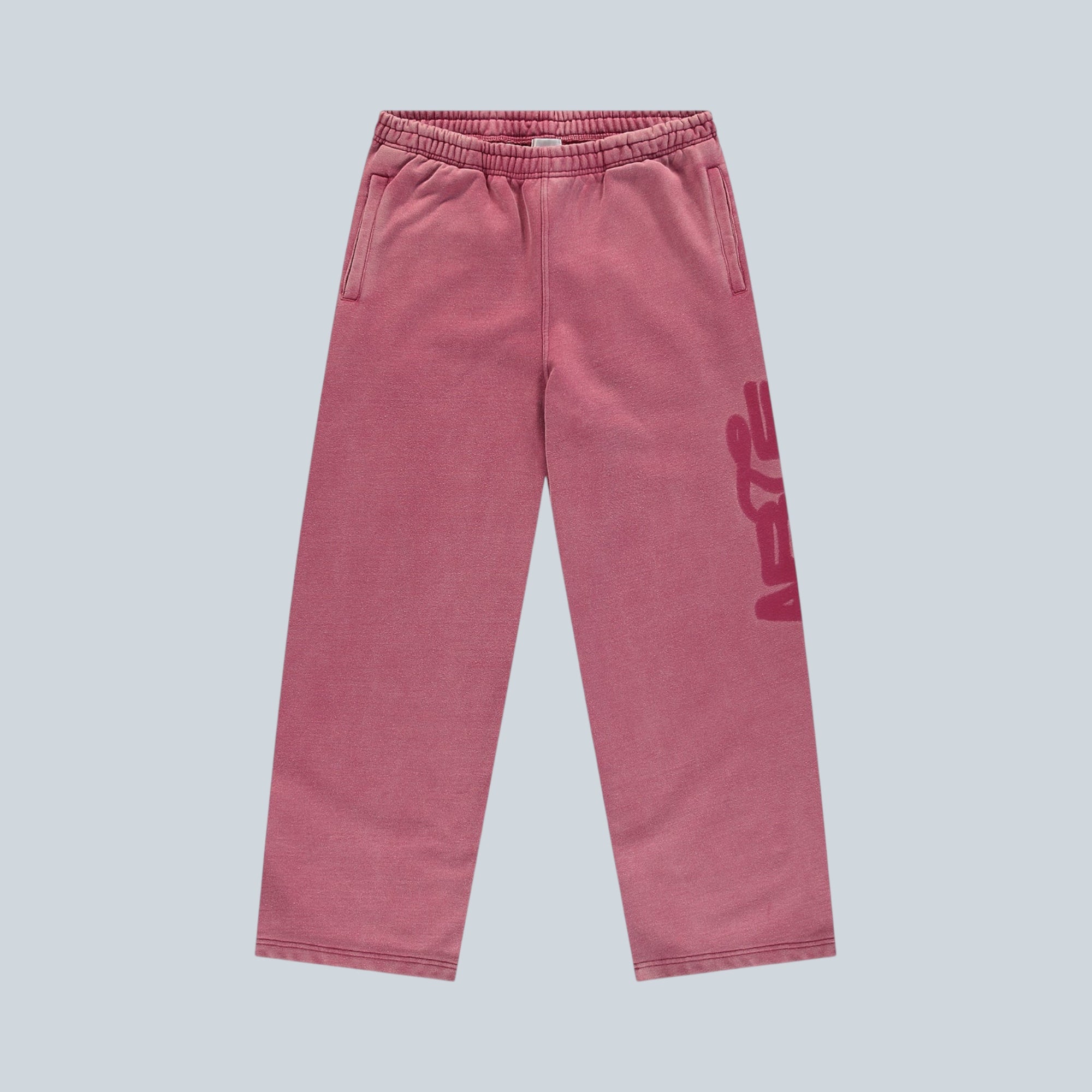 Pantalon de jogging Saison rouge en coton avec effet délavé et motif stencil sur la jambe