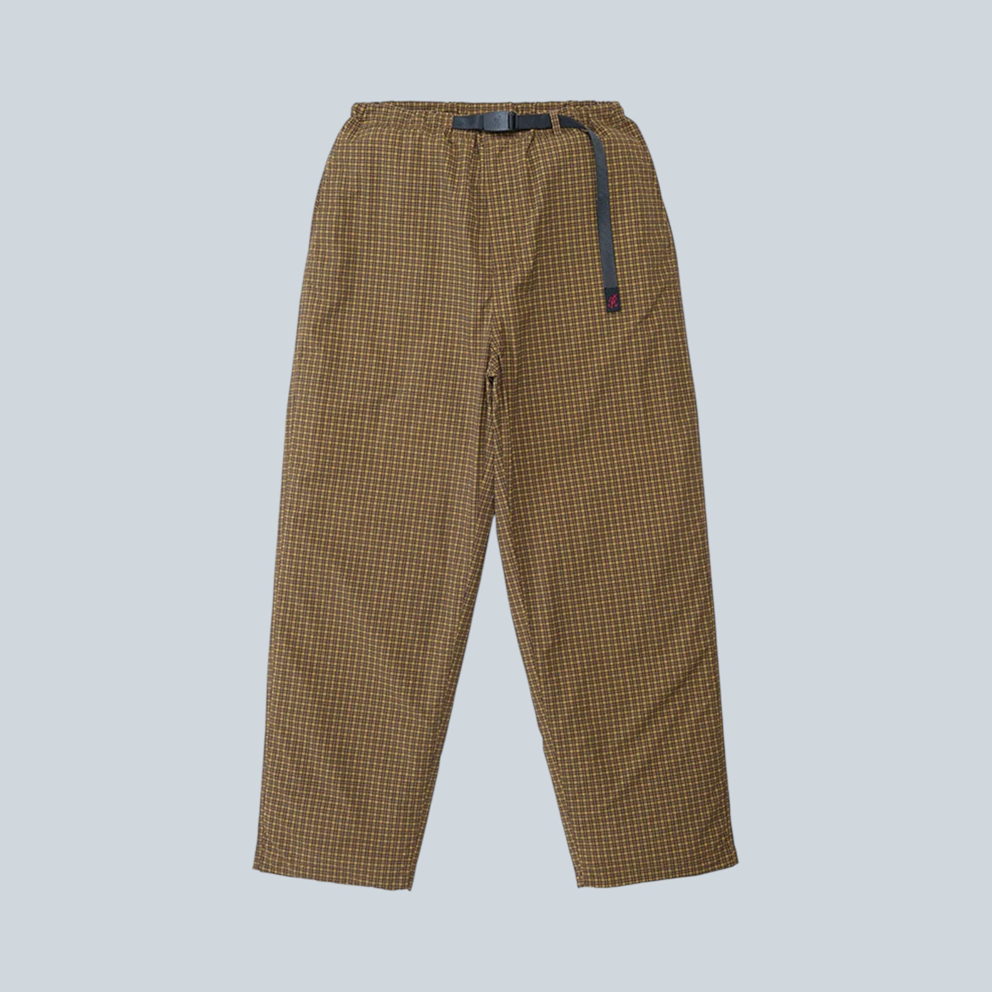 Pantalon Saison en nylon marron à motif mini carreaux avec ceinture intégrée et coupe workwear décontractée