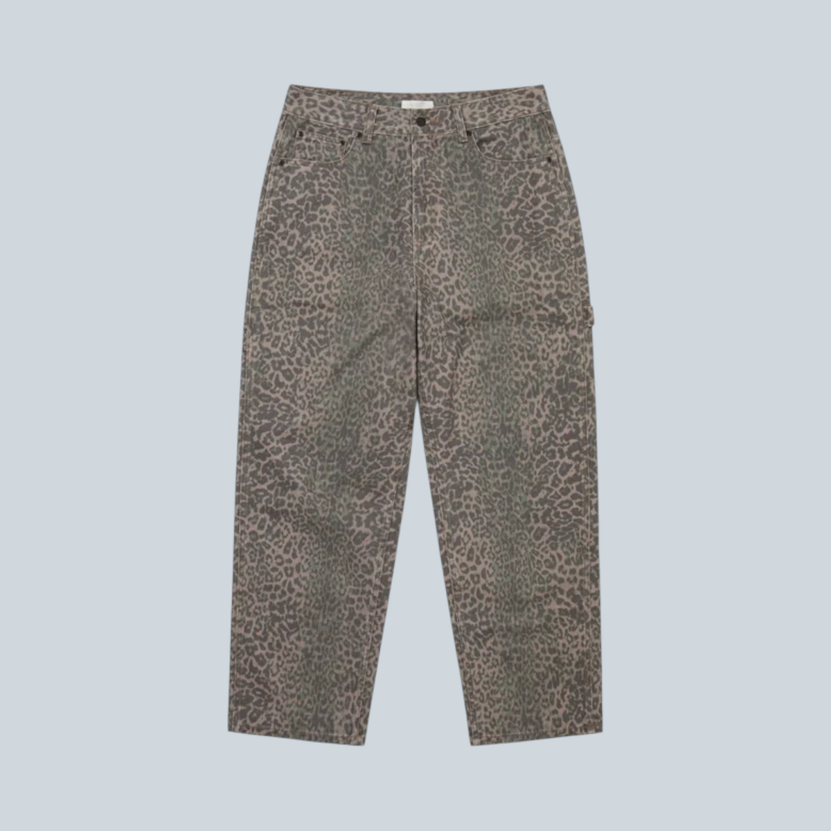 Pantalon de travail Saison à coupe ample en toile de coton avec imprimé léopard et poches utilitaires
