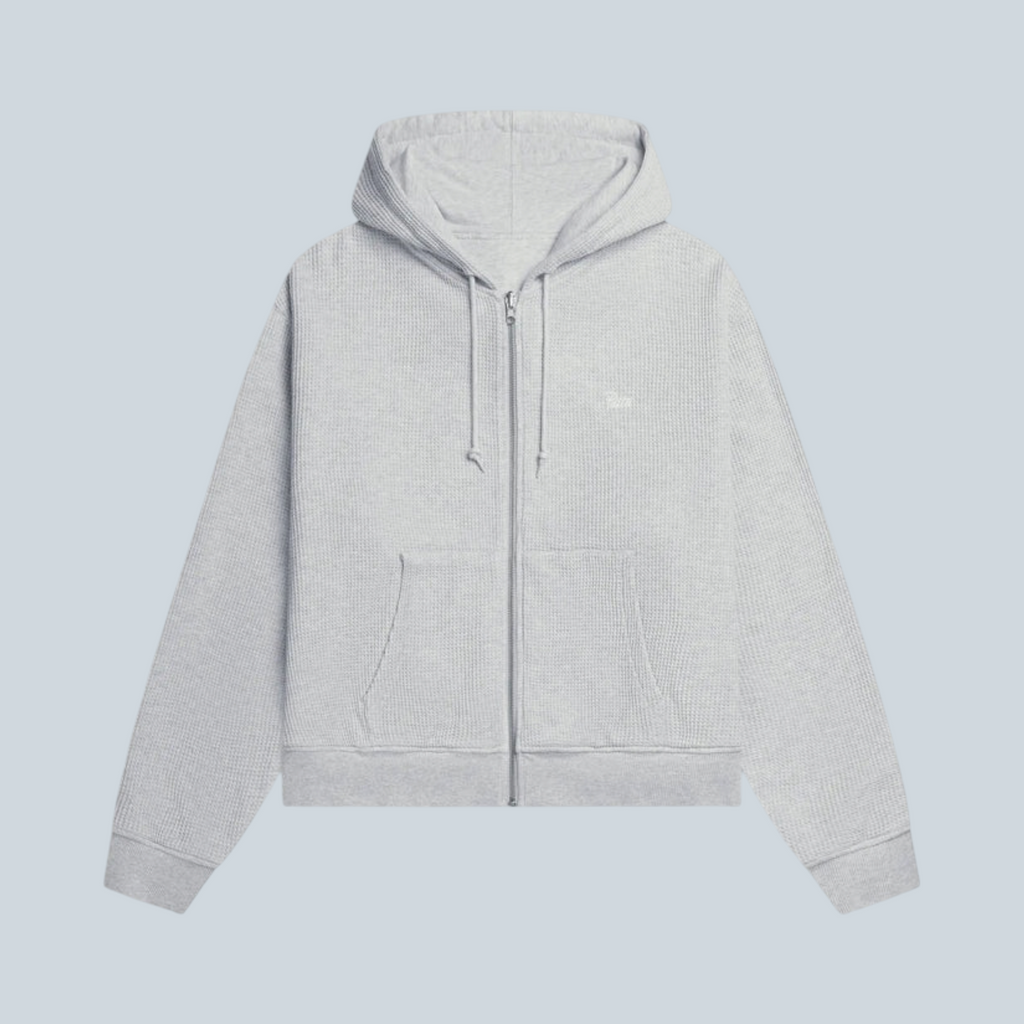 Patta Waffle Reversible Zip Up Hooded Sweater Grey Heather