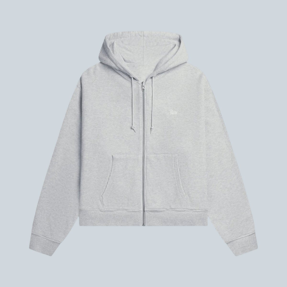 Patta Waffle Reversible Zip Up Hooded Sweater Grey Heather