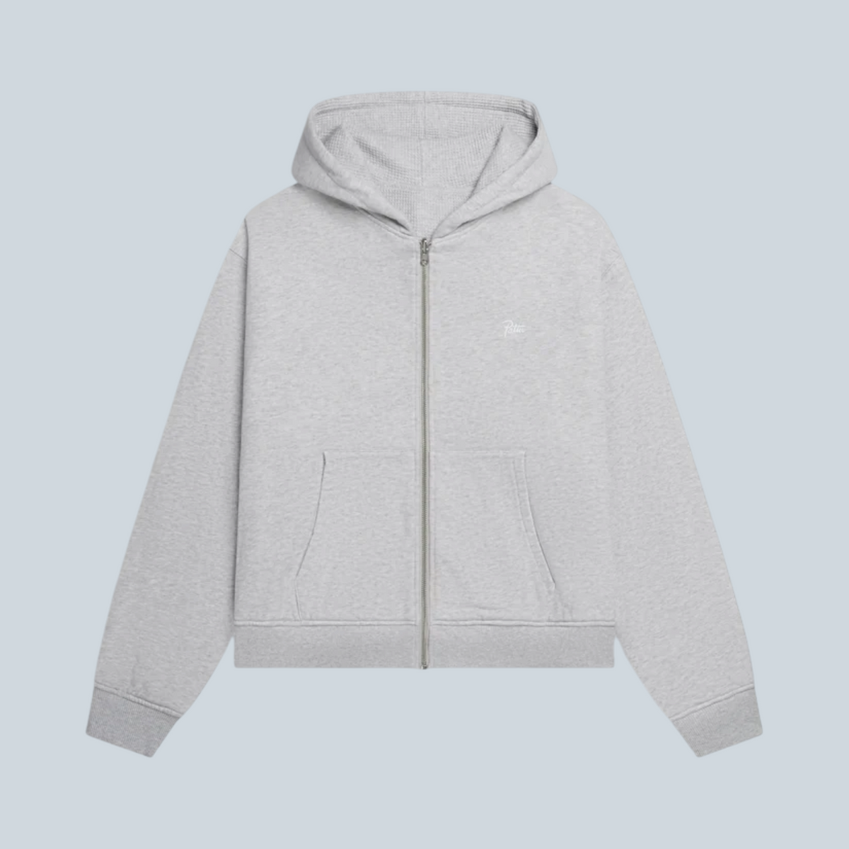 Patta Waffle Reversible Zip Up Hooded Sweater Grey Heather, vue 3