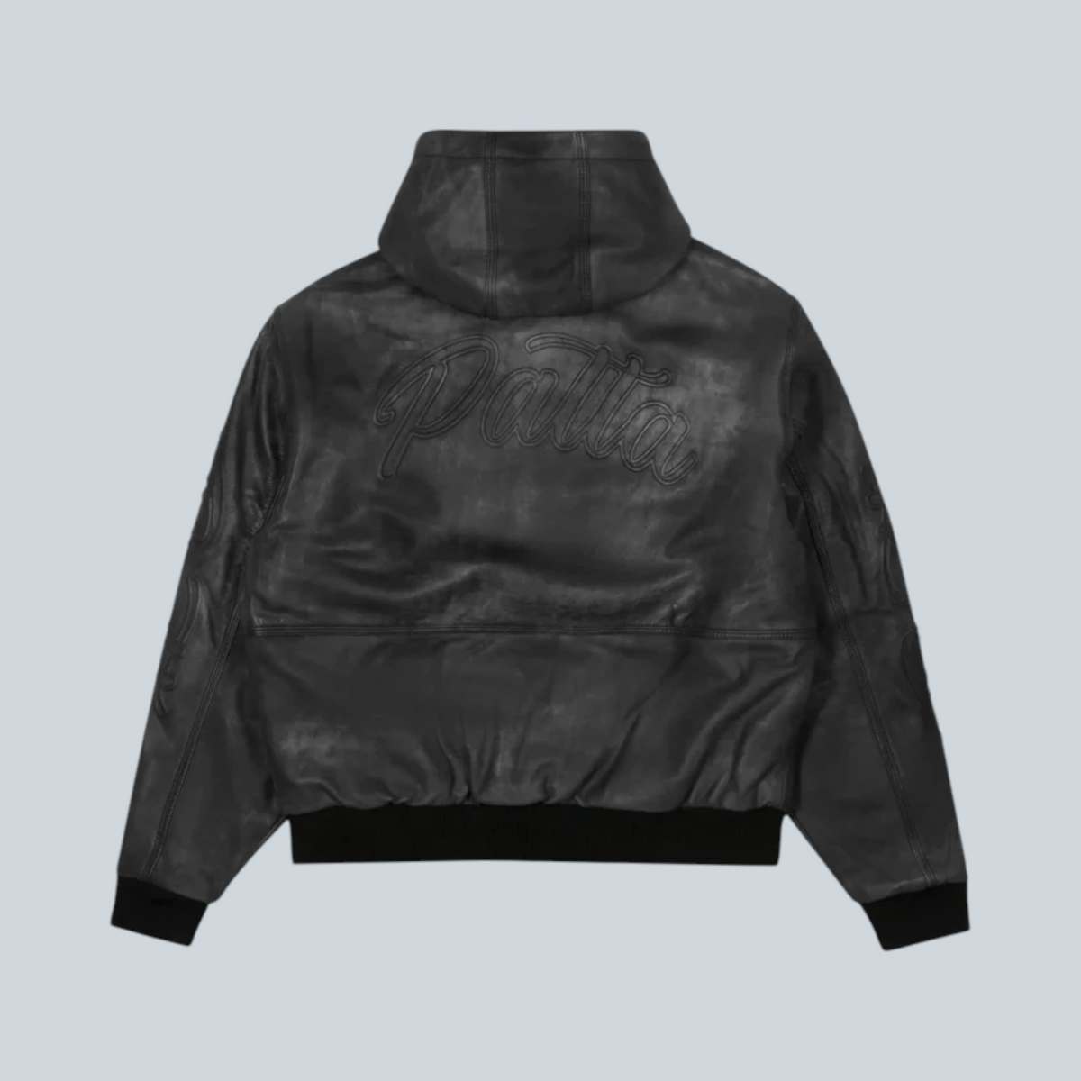 Patta Leather Hooded Bomber Jacket Black, vue 2