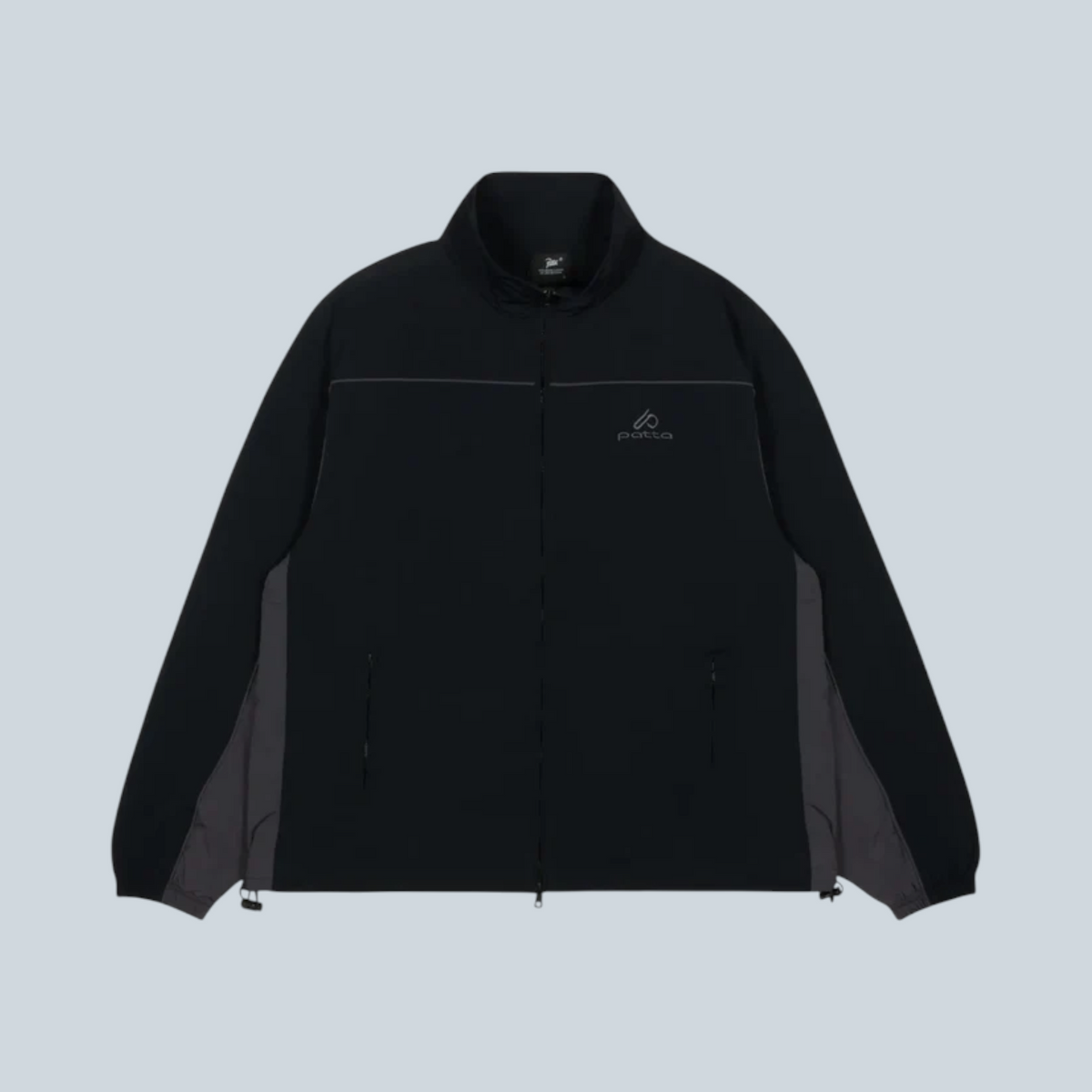 Veste de survêtement Saison Patta noire à panneaux avec fermeture éclair et logo brodé sur la poitrine