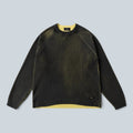 Pull Saison en maille côtelée noir et jaune avec col rond et finitions contrastées