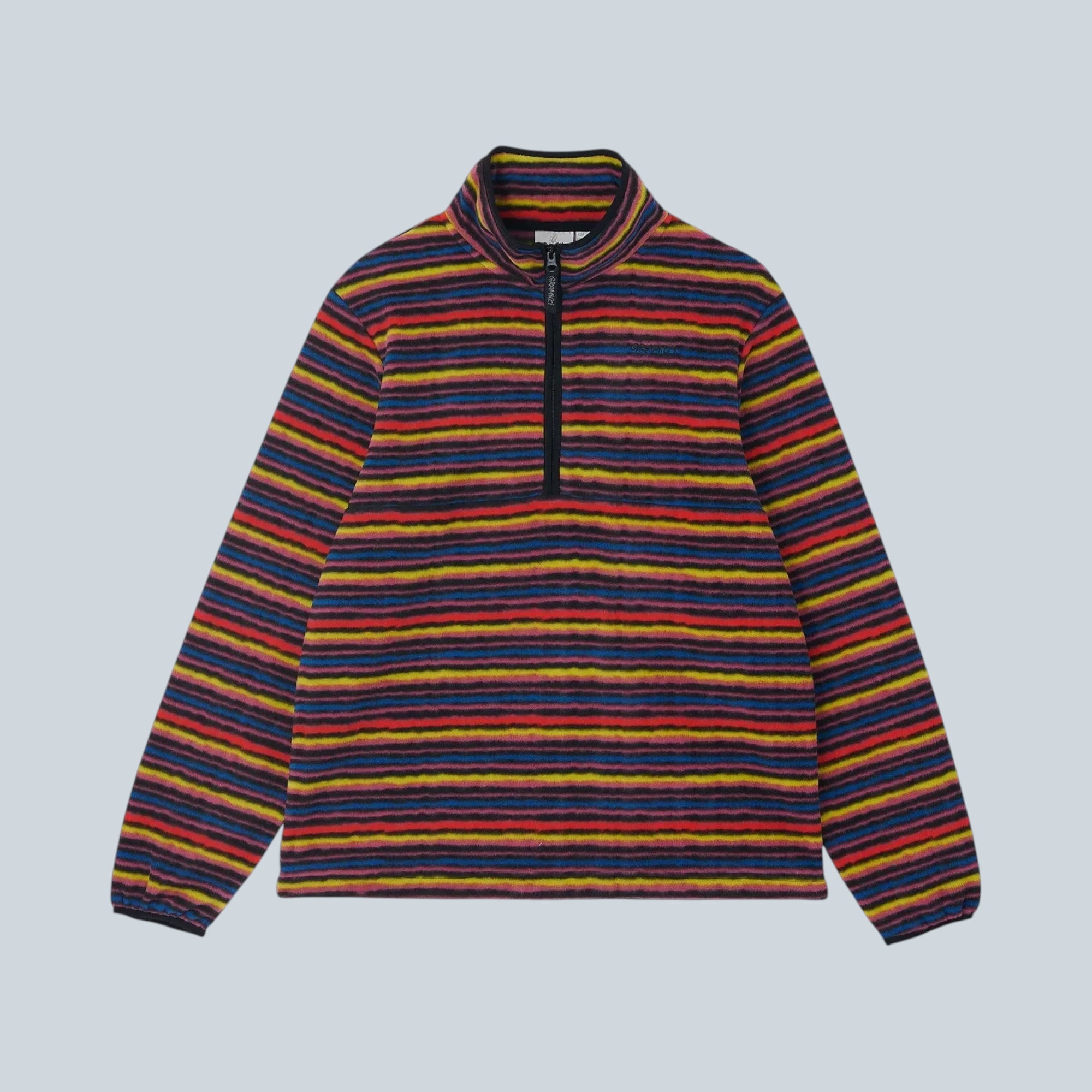 Pull polaire Saison à rayures multicolores avec col zippé en polyester doux