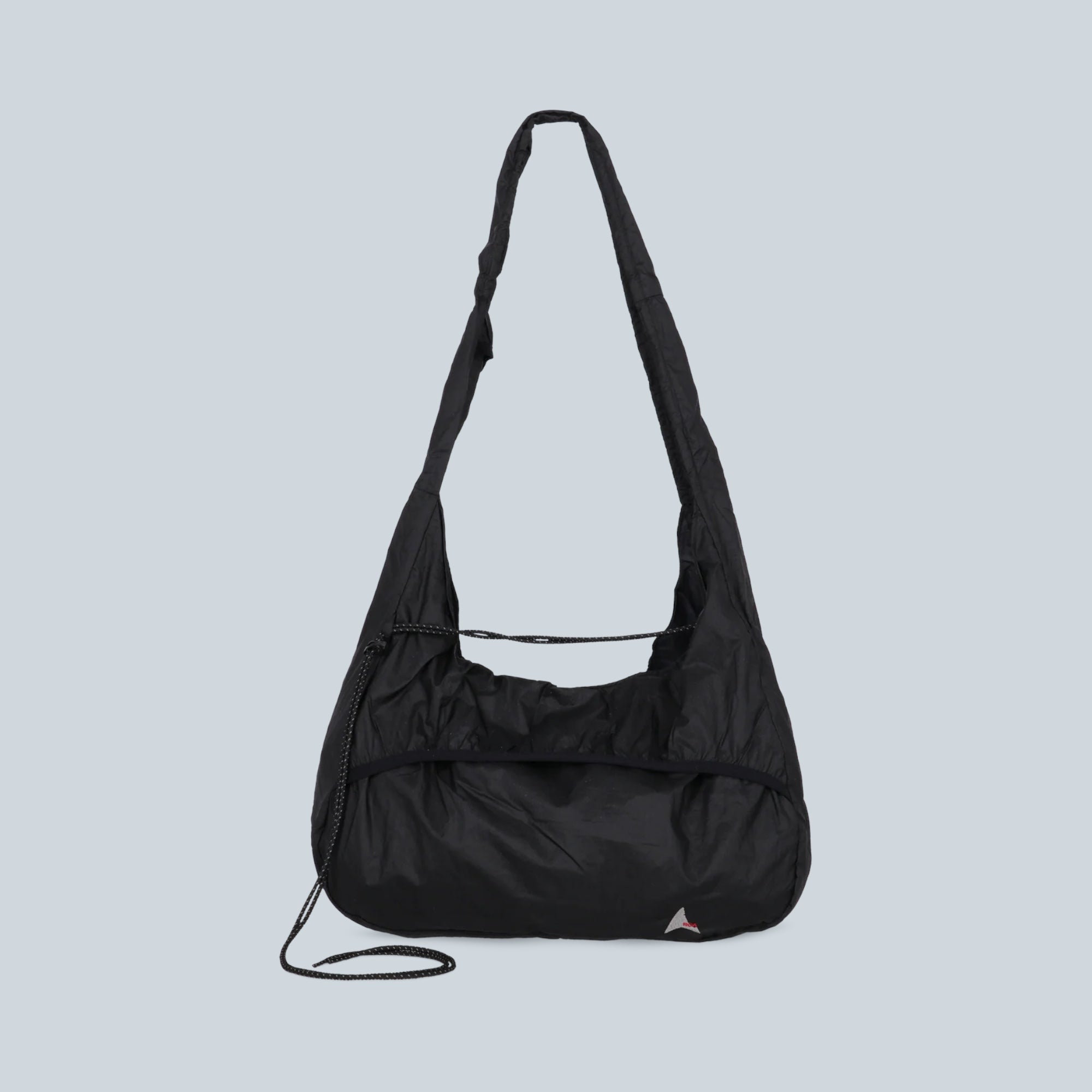 Sac noué pliable Saison Laki en toile polyamide noire avec bandoulière réglable et logo discret