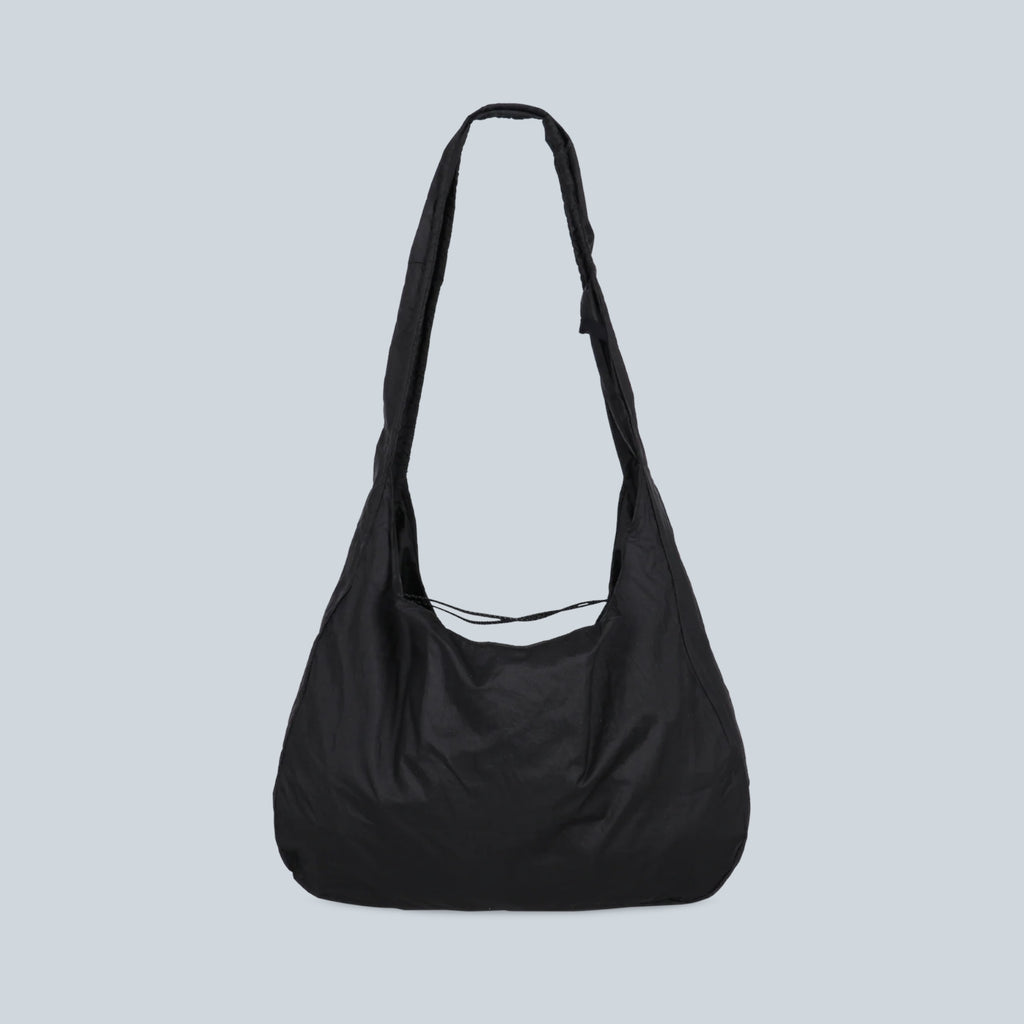Sac pliable à nouer Saison Laki noir en toile polyamide légère avec anse longue