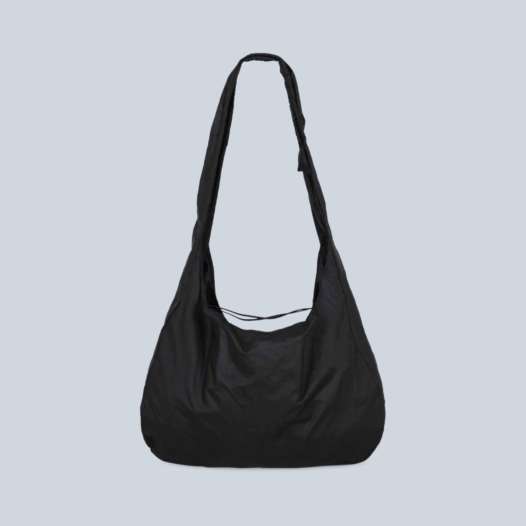 Sac pliable à nouer Saison Laki noir en toile polyamide légère avec anse longue