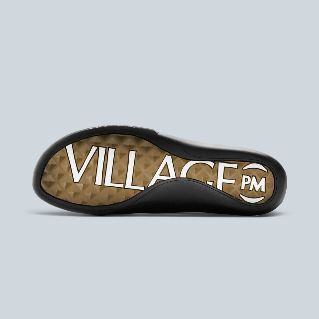 Semelle extérieure texturée noire et beige avec logo Saison 2PM en relief