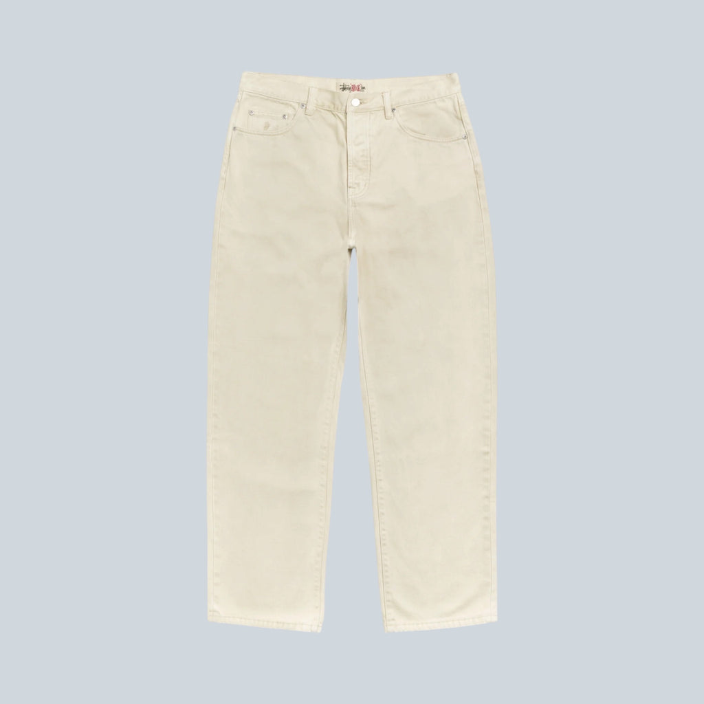 Jean Stüssy Big Ol en denim de coton couleur sable, coupe décontractée, vendu par Saison