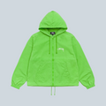 Veste à capuche Saison Stüssy Beach Shell en coton ciré vert kiwi avec logo brodé sur la poitrine