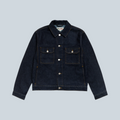 Veste trucker Stüssy en denim bleu indigo délavé avec poches poitrine et boutons métalliques, vendue par Saison